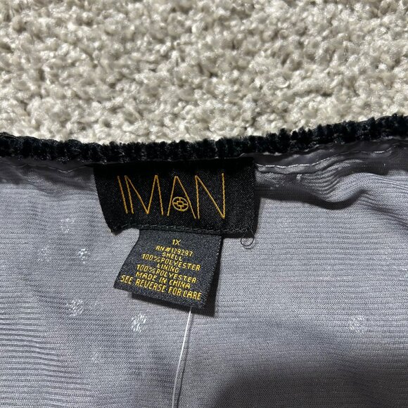 Iman Womens 1X Black & Silver Sequin Open Front Jacket 3/4 Sleeves Party Wear - Picture 3 of 9